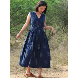 Chidiyaa Blue Block Printed Dress-picture-23