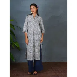 Chidiyaa Grey Pure Cotton Straight Fit Printed Kurta-picture-12