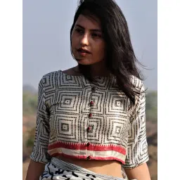 Chidiyaa Ivory Polka Dots Printed Blouse-picture-37