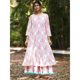 Chidiyaa Pink Pure Cotton Regular Fit Block Print Kurta-picture-46