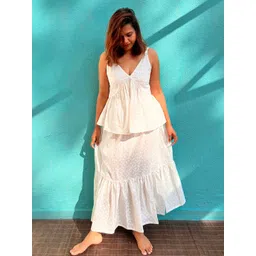 Chidiyaa Printed Pure Cotton Tiered Flared Maxi Skirt-picture-36