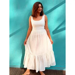 Chidiyaa Printed Pure Cotton Tiered Flared Maxi Skirt image 2