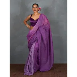 Chidiyaa Purple Cotton Linen Saree-picture-29