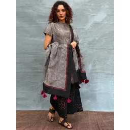 Chidiyaa Soil Winter's Veil Blockprinted Cotton Dupatta-picture-29