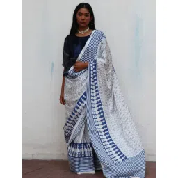 Chidiyaa Where the Wind Flows Mia Kara Blockprinted Modal Silk Saree-picture-40