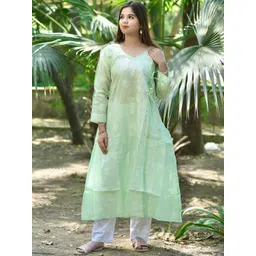 CHIKIRPOLO Women Embroidered Chikankari Pure Cotton Anarkali Kurti-picture-19