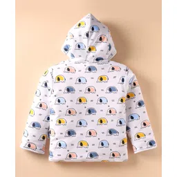 Child World Cotton Knit Full Sleeves Hooded Winter Wear Suits with Elephant Print - Light Blue & White image 3