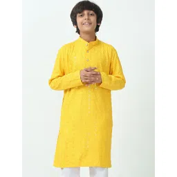 CHILINS Boys Ethnic Motifs Embroidered Regular Kurta with Trouser-picture-10