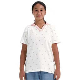 CHILINS Girls Conversational Printed Polo Collar Cotton T-shirt-picture-32