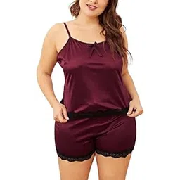 Chill Pookie Women’s Satin Camisole & Shorts Nightwear Set | Soft Sleepwear with Lace Trim | Lightweight Comfortable Night Dress for Women Pack of -1 Set-picture-11