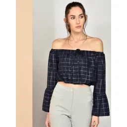 chimpaaanzee Chimpanzee Navy Checks Crop Top-picture-16