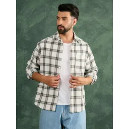 CHIMPAAANZEE White & Green Cotton Checked Shirt-picture-46