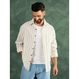 CHIMPAAANZEE White Cotton Striped Shirt-picture-46