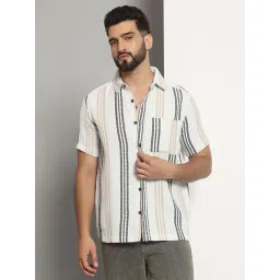 CHIMPAAANZEE White Regular fit Stripes Casual Shirt-image-29