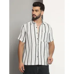 CHIMPAAANZEE White Regular fit Stripes Casual Shirt-picture-16