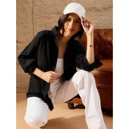 Chimpaaanzee Women Black Oversized Shirt-picture-17