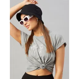 CHIMPAAANZEE Women Grey Typography Printed Oversized  Cotton T-shirt-picture-14