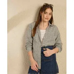 chimpaaanzee Women Oversized Fit Houndstooth Shirt-picture-13