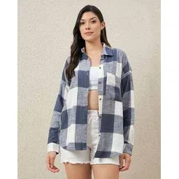 Women Regular Fit Checks Shirt-image-3