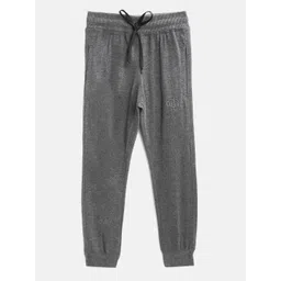 CHIMPRALA Kids Charcoal Grey Solid Cotton Antimicrobial Joggers image 1