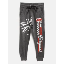 CHIMPRALA Kids Grey & Red Printed Cotton Antimicrobial Joggers-picture-19