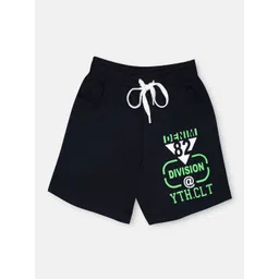 CHIMPRALA Kids Navy Blue & Green Printed Pure Cotton Antimicrobial Shorts image 1