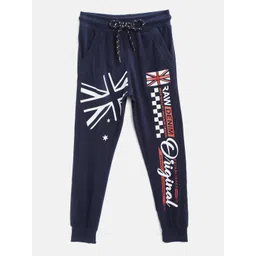 CHIMPRALA Kids Navy Blue & Red Printed Cotton Antimicrobial Joggers-picture-18