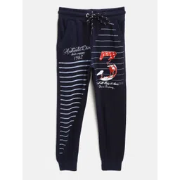 CHIMPRALA Kids Navy Blue Cotton Printed Antimicrobial Joggers-picture-11