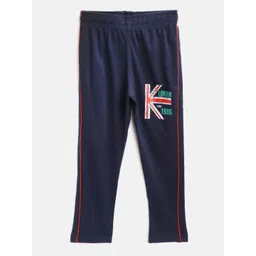 CHIMPRALA Kids Navy Blue Cotton Solid Antimicrobial Track Pants with Printed Detail-picture-20