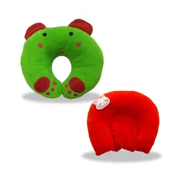 Chinmay Kids Mustard Seeds, Polyester Fibre Animals Baby Pillow Pack of 2 Green, Green image 1