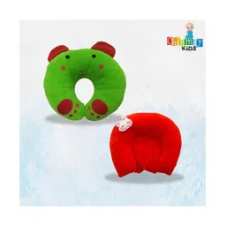 Chinmay Kids Mustard Seeds, Polyester Fibre Animals Baby Pillow Pack of 2 Green, Green image 2