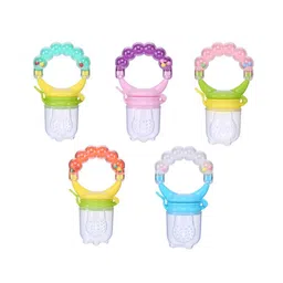 Chinmay Kids New Born Baby Pacifier With Rattle Handle Silicone Safe Fresh Fruit Feeder Soother (Blue, Green) image 5