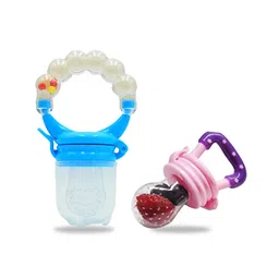Chinmay Kids New Born Baby Pacifier With Rattle Handle Silicone Safe Fresh Fruit Feeder Soother (Blue, Pink)-picture-22