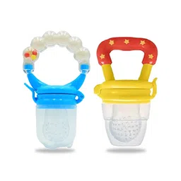 Chinmay Kids New Born Baby Pacifier With Rattle Handle Silicone Safe Fresh Fruit Feeder Soother (Blue, Yellow)-picture-21