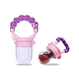 Chinmay Kids New Born Baby Pacifier With Rattle Handle Silicone Safe Fresh Fruit Feeder Soother  (Purple, Pink)-picture-19