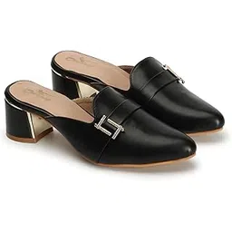 chinraag Women PU Block Heel Mules – Slip-On Closed Toe Dress Mules with Comfortable Cushioned Insole – Elegant Casual Heeled Shoes for Office, Party, or Everyday Wear-picture-15