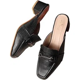 chinraag Women Textured Block Heels Mules-picture-26