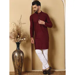 CHIRASVI Men Brown Cotton Straight Kurtas-picture-34