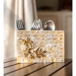 chitra goenka crafts & creations Mother of Pearl Designer Duo Cutlery Holder-picture-35