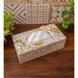 chitra goenka crafts & creations White Mother of Pearl Tissue Box-picture-18