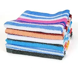 Premium Terry Cotton Handkerchiefs | Striped Pattern, Vibrant Colors | Soft, Absorbent, Durable Hankies for Men, Women & Kids and new born babies wibes (28x28 cm, 370 GSM)-image-11