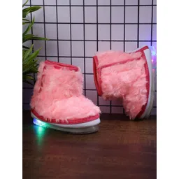 CHiU Unisex Kids Pink Solid Textile High-Top LED Slip-On Sneakers-picture-11