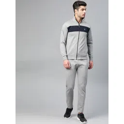 CHKOKKO Men Grey Melange Solid Gym Tracksuit-picture-26