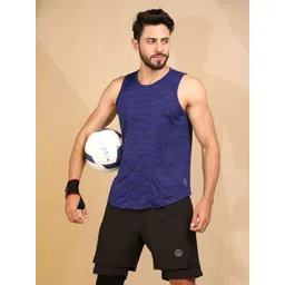 Chkokko Men Navy Blue & Black Solid Round Neck T-shirt-picture-13