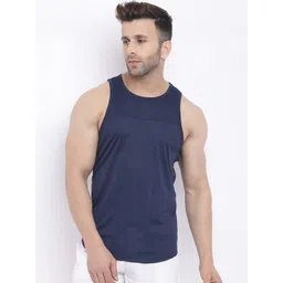 CHKOKKO Men Navy Blue Innerwear Vest-picture-20