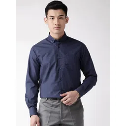CHKOKKO Men Navy Blue Regular Fit Solid Formal Shirt-picture-19