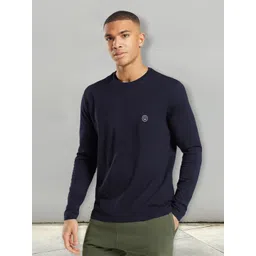 Chkokko Men Navy Blue Solid Round Neck Yoga Gym T-shirt-picture-10
