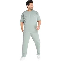 chkokko Men Plus Size Solid Casual Summer Wear Coords Stylish Gents Cord Set Half Sleeves Latest Track Suit Round Neck Western Co-ord Track Pant and T-Shirt Set-picture-48