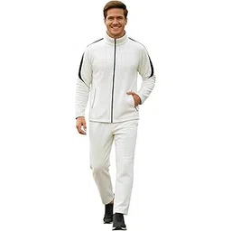 CHKOKKO Men's High Neck Winter Tracksuit Set with Full-Zipper Upper & Elasticated Waist Jogger Pants | Warm Soft Solid Activewear for Gym, Running & Casual Use-image-47