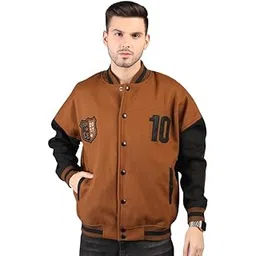 chkokko Mens Oversized Varsity Jacket with Snap Button Closure and Patch Design Comfortable Stylish Outerwear for College and Travel-picture-50